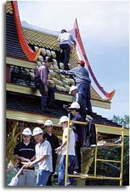 Photo of artisans building the Thai Pavilion