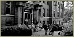 Photo of students coming in and out of the Education building.