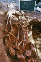 Centuries-old remains in a graveyard at Campeche, Mexico