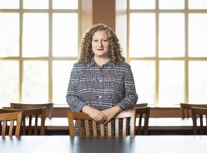 Jennifer Mnookin poses in a Bascom Hall conference room